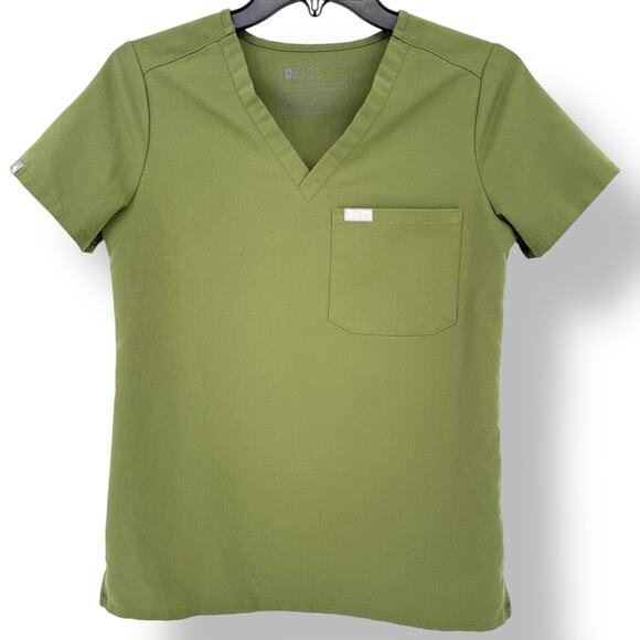 Figs Catarina One Pocket Scrub Top Shirt Womens Size XXS Olive Drab Green - Picture 1 of 6